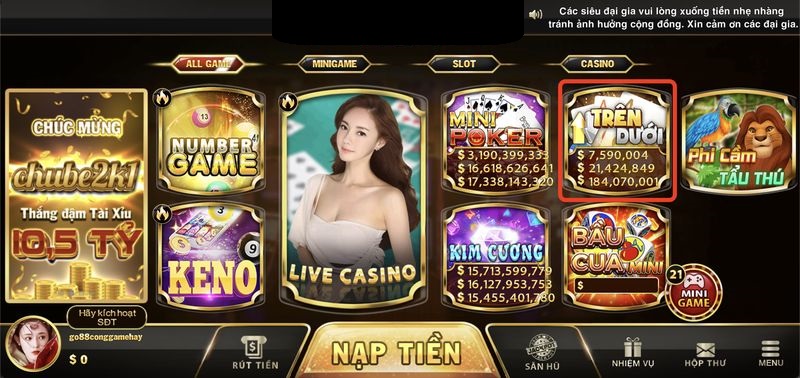 Cá cược Trên Dưới tại GOD55